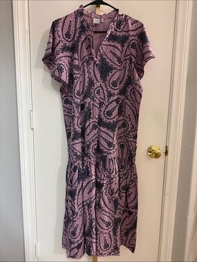 Purple Paisley Short-Sleeve Drop-Waist Dress